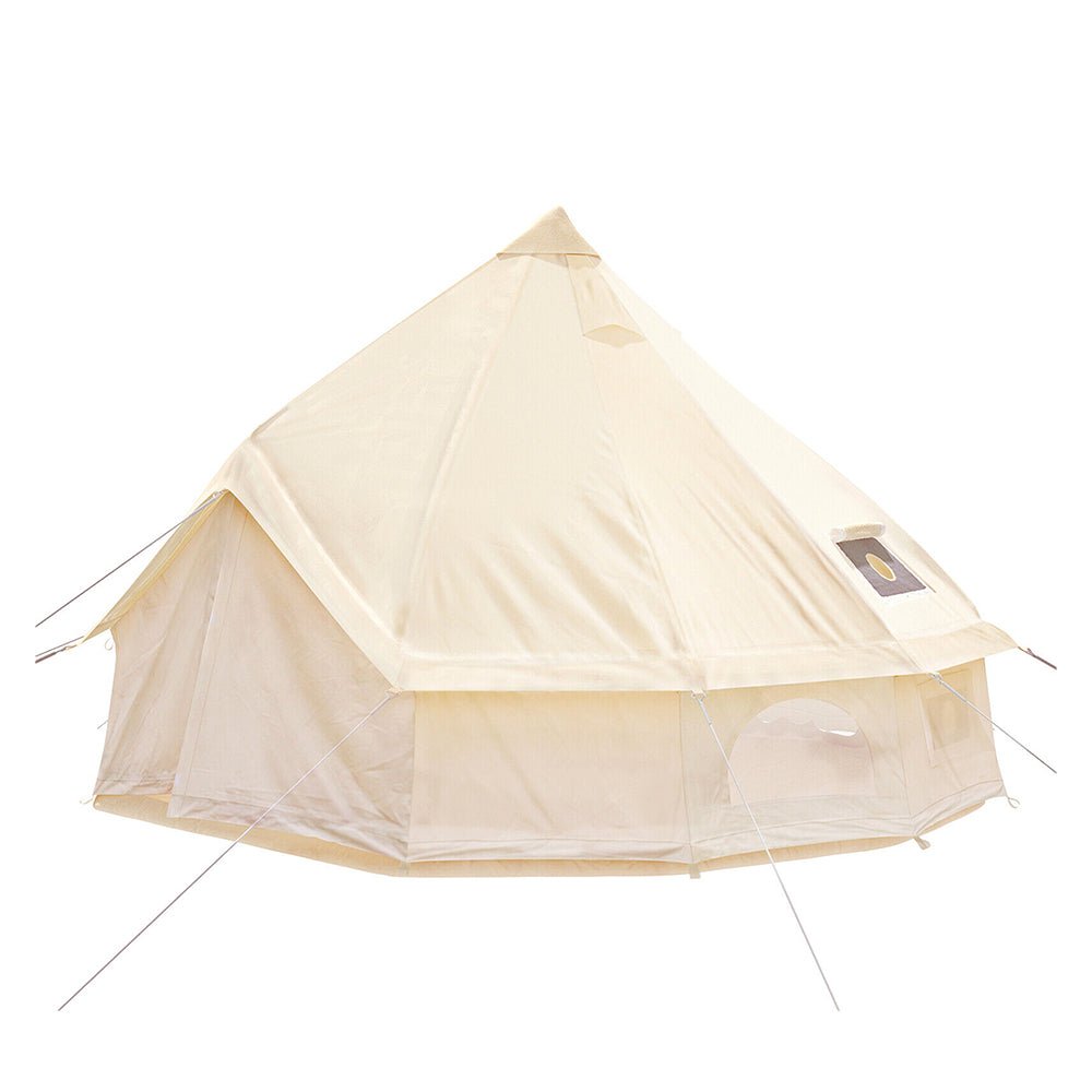 13FT Outdoor Glamping Yurt Teepee Canvas Camping Bell Family Waterproof Tent W/ Stove Jack (SAK92361)