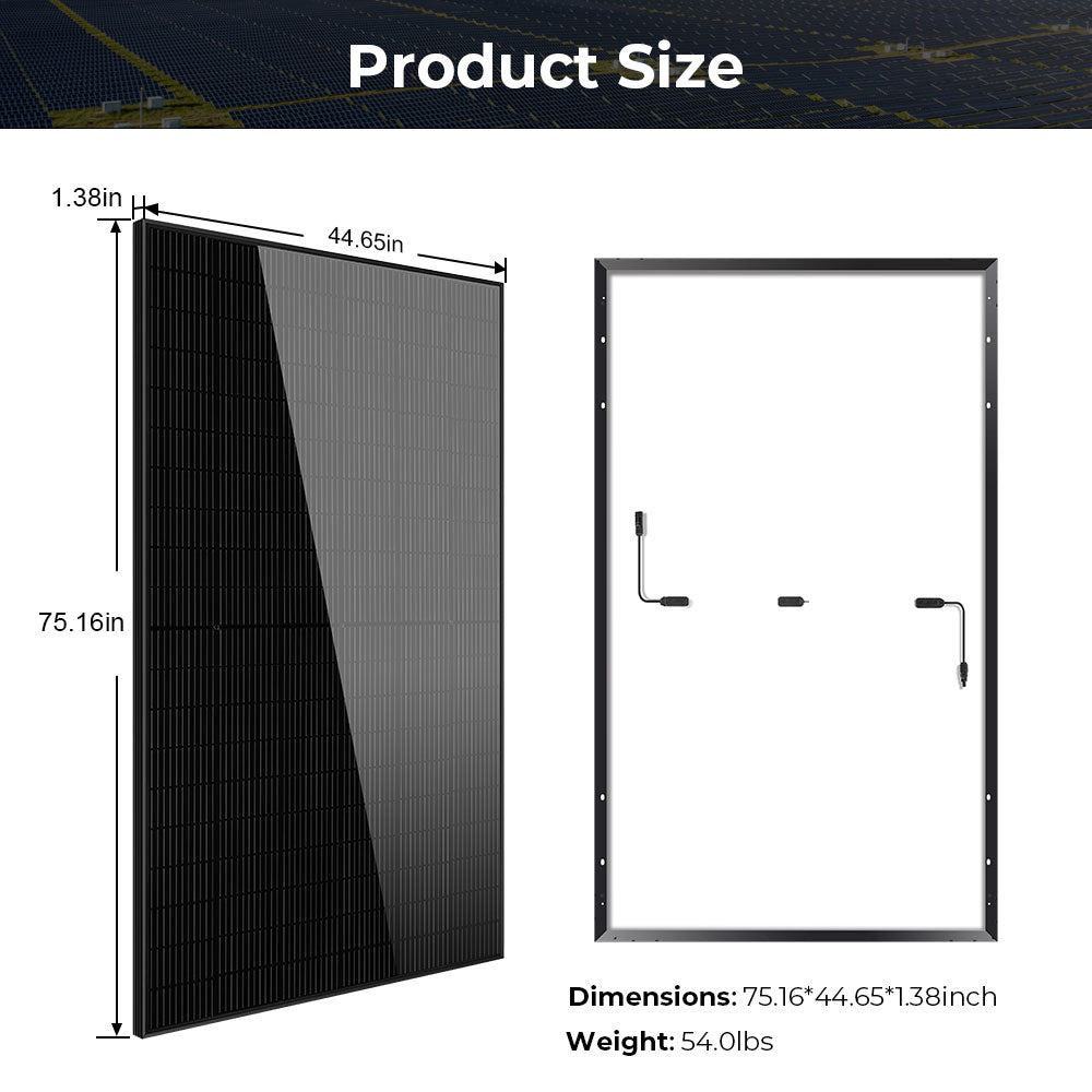 SunGoldPower 370W/ 415W/ 440W/ 500W Mono Black PERC Solar Panel UL 61730