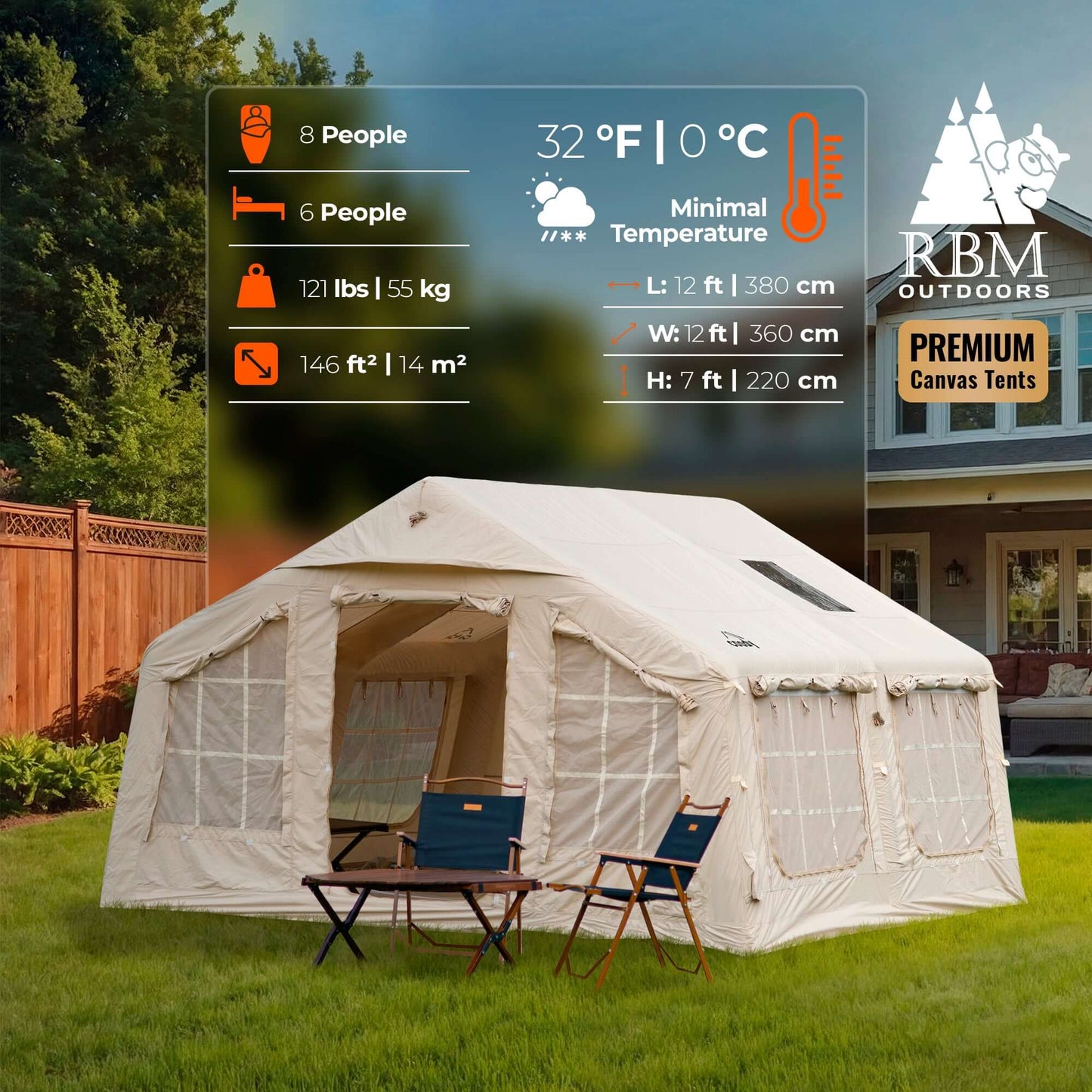 Coody 13.6 (Koala-5) Beige Inflatable Tent House for Camping (2-8 person)