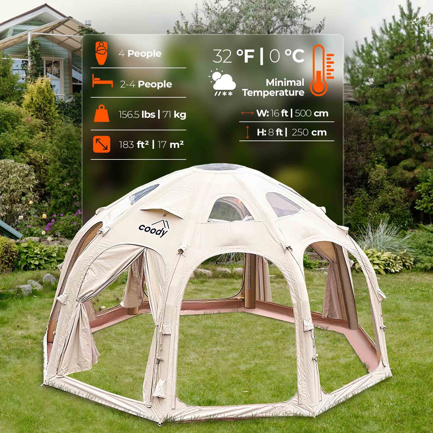 Coody Aurora Dome | RBM Outdoors Inflatable tent Octopus Beige for 2-4 person
