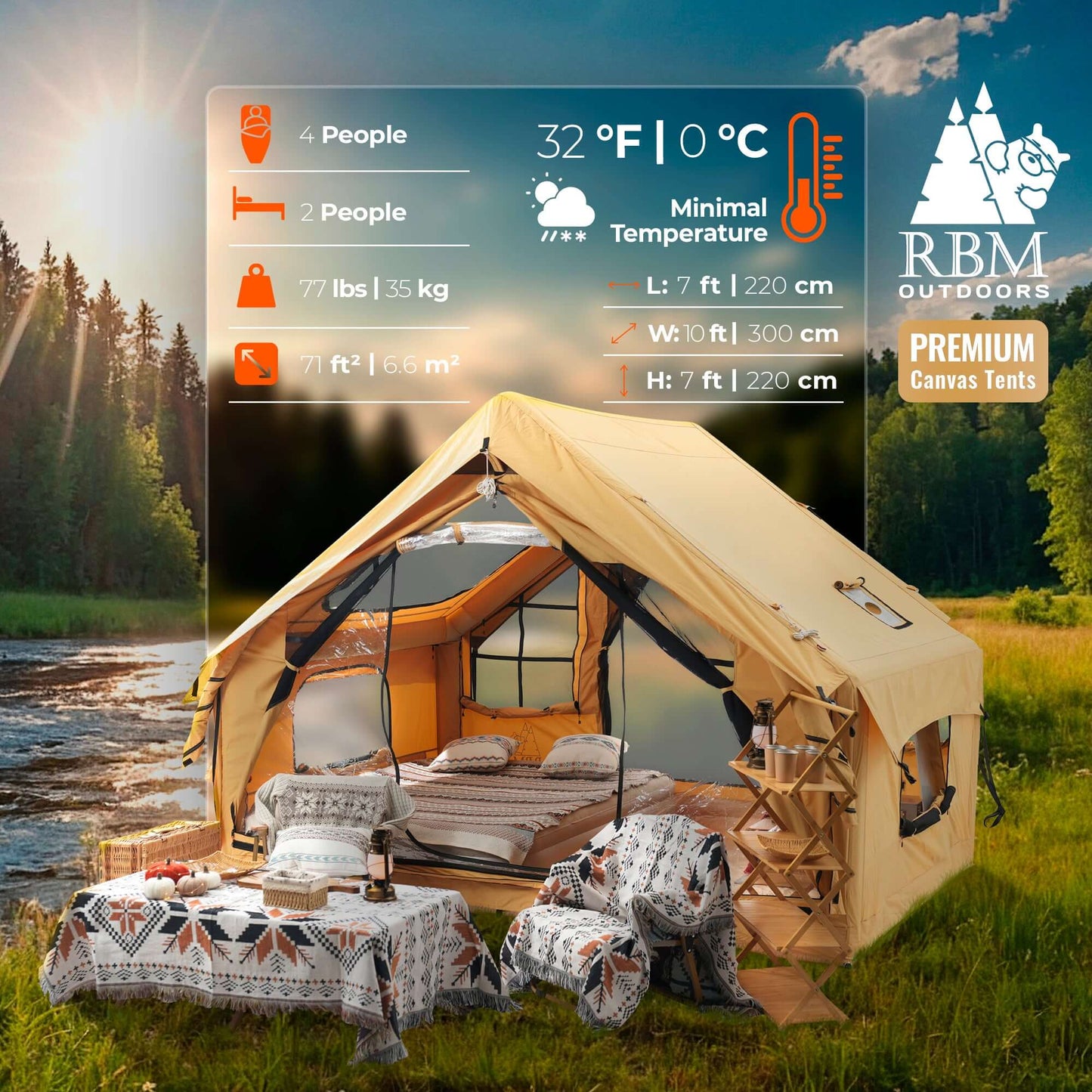 RBM Inflatable tent  Panda Medium Sunny Beige for 1-4 person