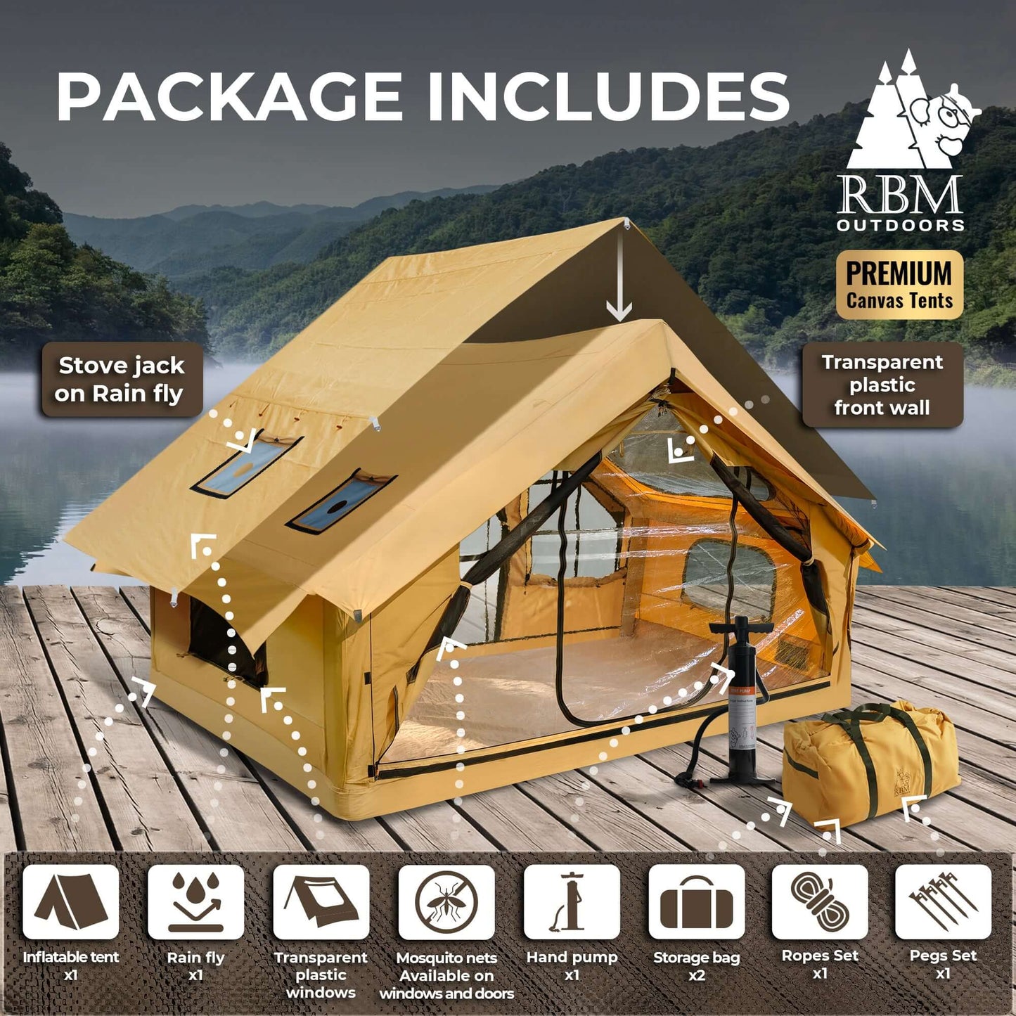 RBM Inflatable tent  Panda Medium Sunny Beige for 1-4 person
