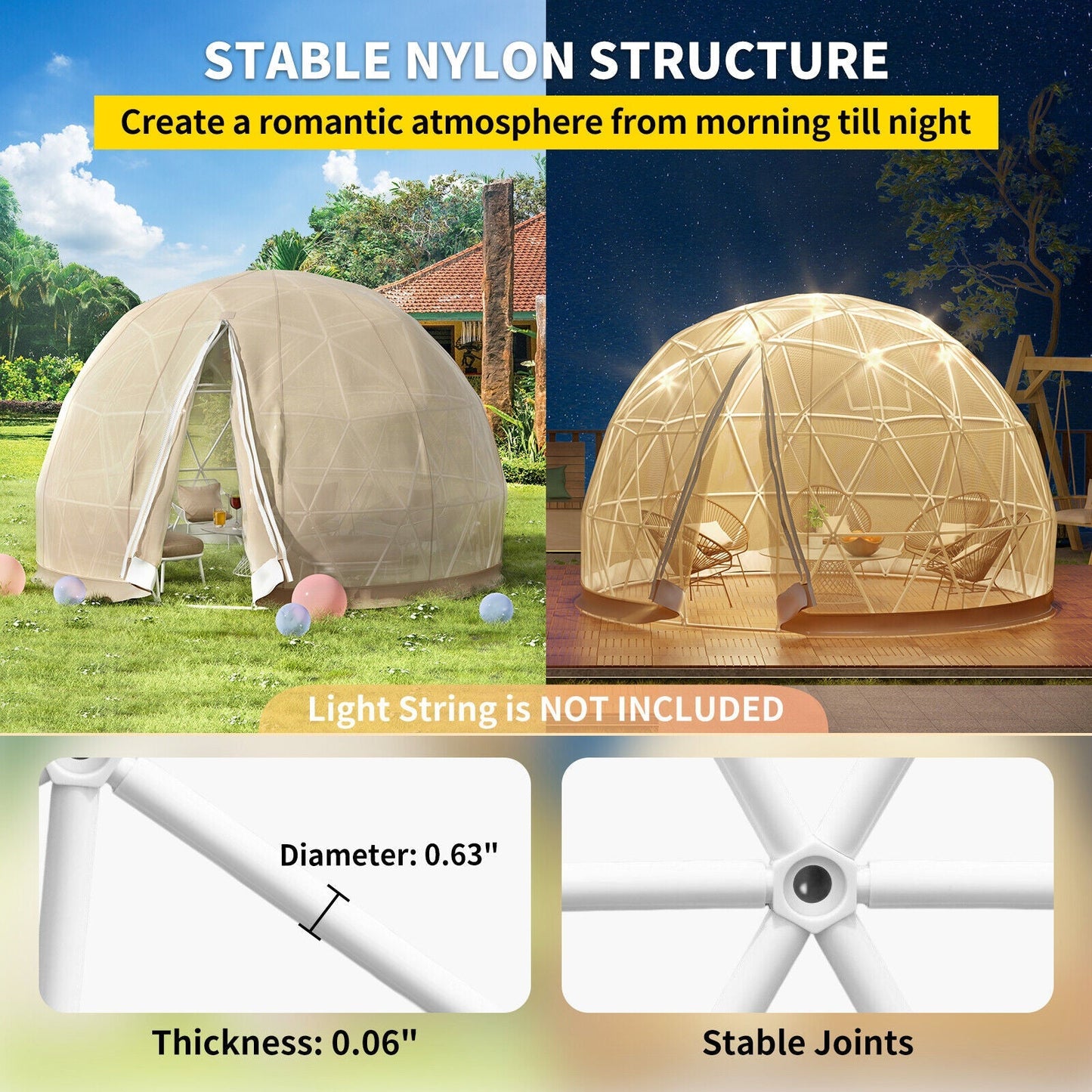 Extra Large 10 Person Outdoor Igloo Garden Greenhouse Dome Tent, 12FT (94316275)