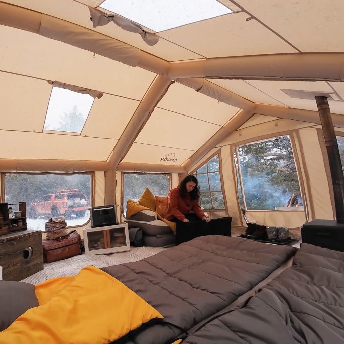 Coody 17.2 (Koala-7) Beige Inflatable Tent House for Camping (2-10 person)