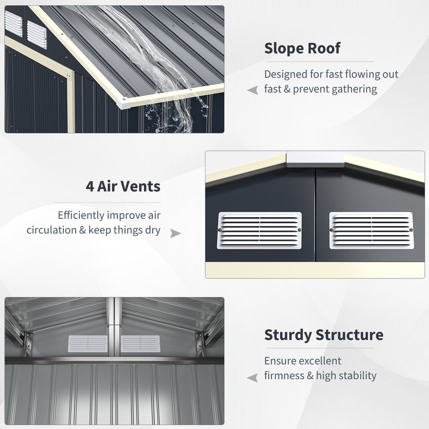 Large Outdoor Metal Storage Backyard Shed W/ Lockable Sliding Doors, 11' x 8' (93064172)
