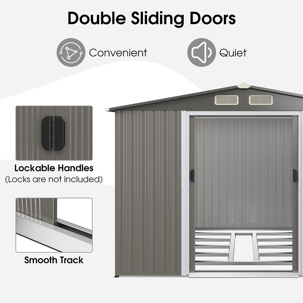 Premium Outdoor Steel Tool Storage Garden Backyard Shed, 8x6' (92674185)