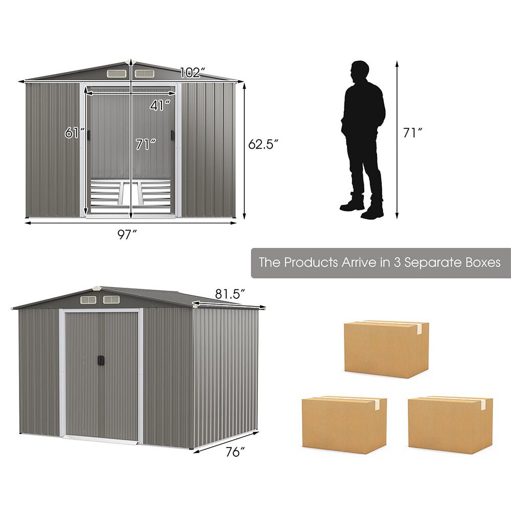 Premium Outdoor Steel Tool Storage Garden Backyard Shed, 8x6' (92674185)