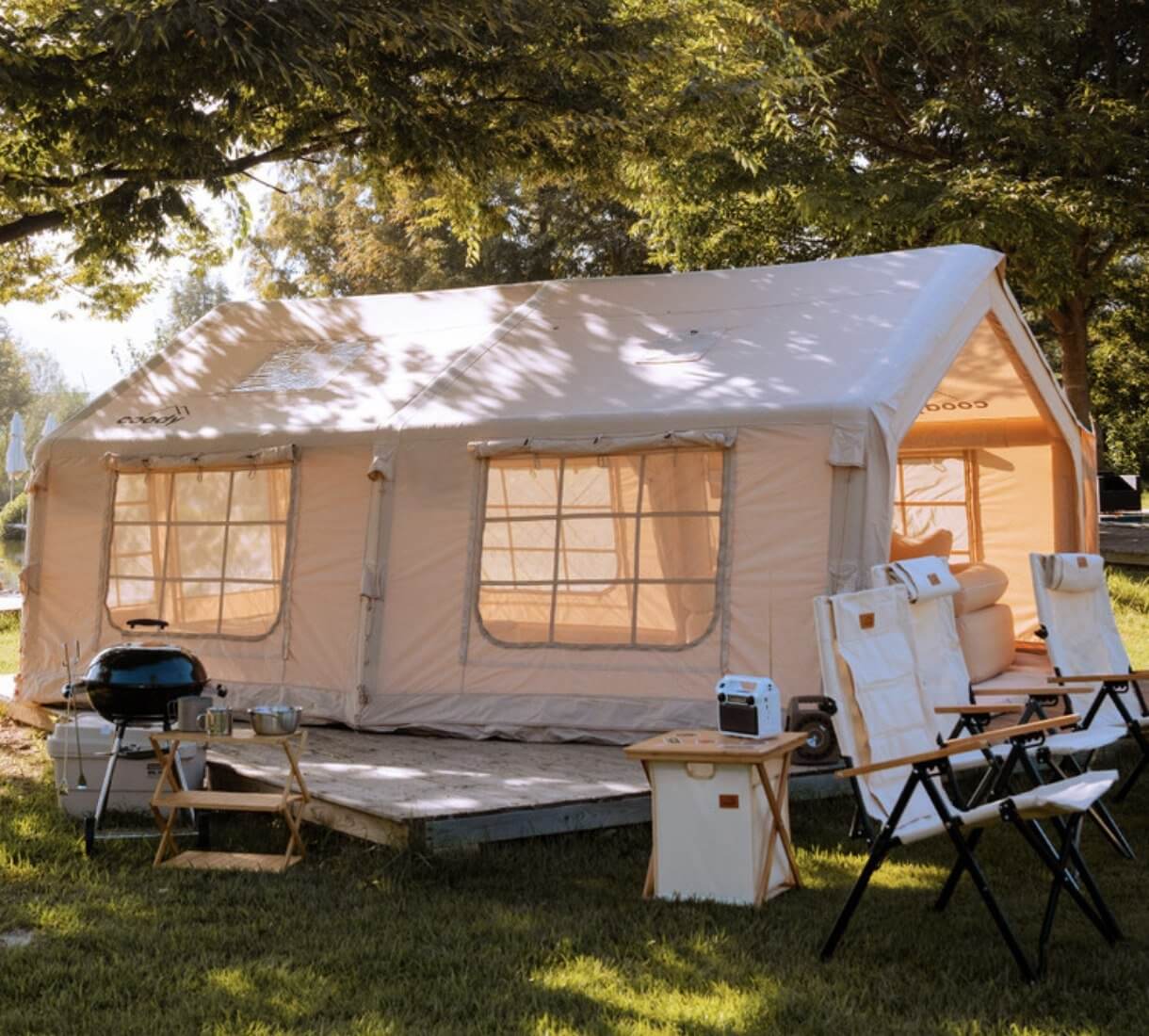 Coody 17.2 (Koala-7) Beige Inflatable Tent House for Camping (2-10 person)