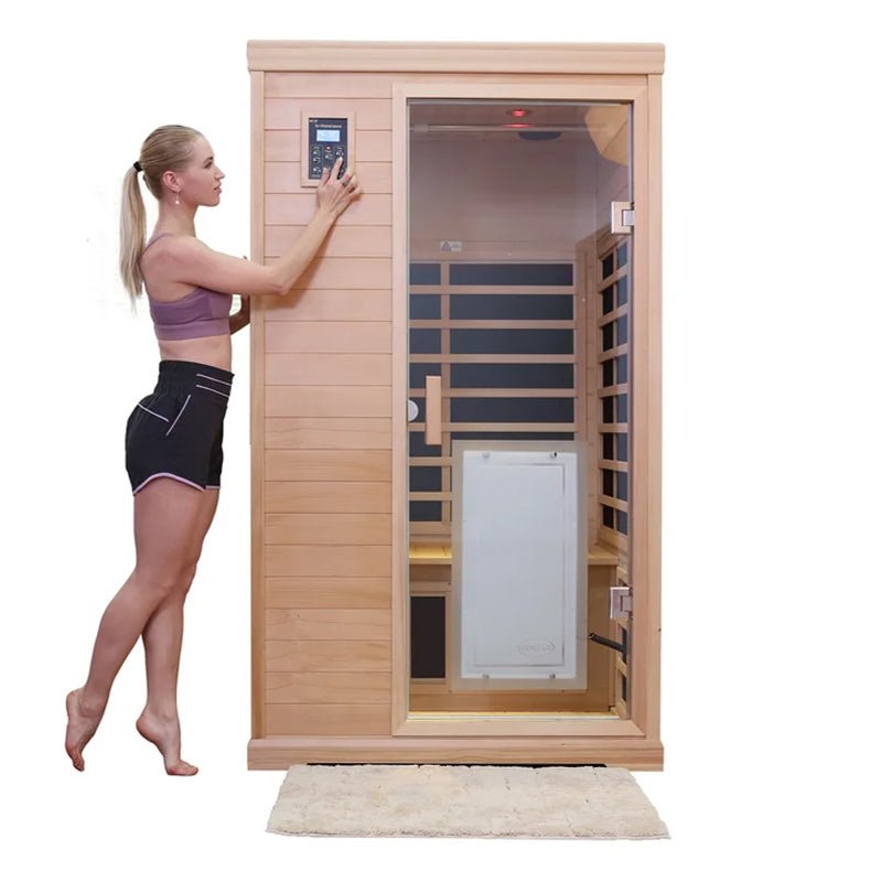Luxury 2-Person Hemlock Wood FAR Infrared Sauna Room W/ Glass Door, 1750W (SAK81525)