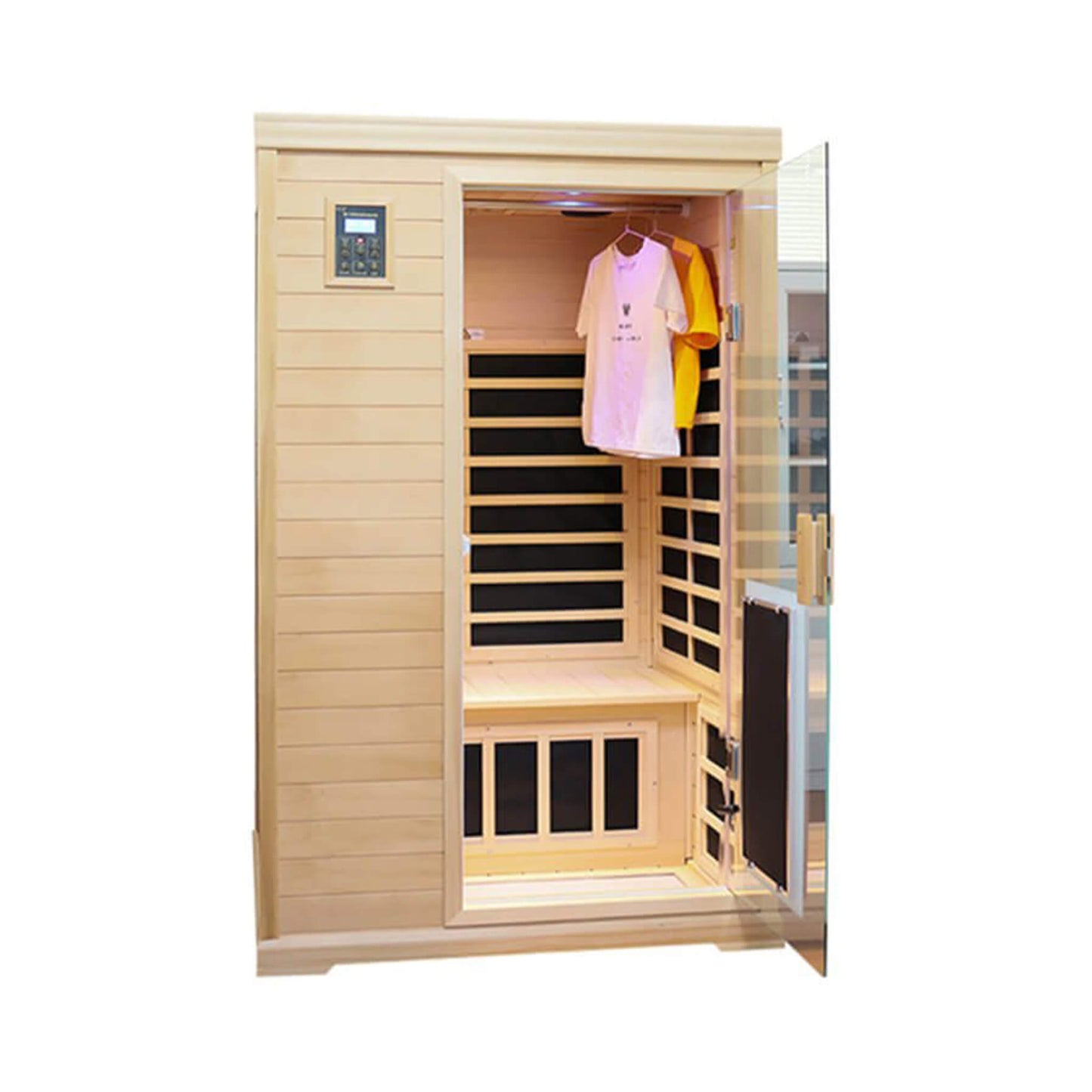 Luxury 2-Person Hemlock Wood FAR Infrared Sauna Room W/ Glass Door, 1750W (SAK81525)