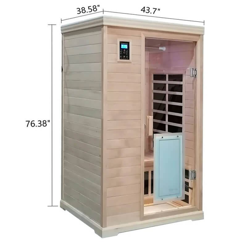 Luxury 2-Person Hemlock Wood FAR Infrared Sauna Room W/ Glass Door, 1750W (SAK81525)