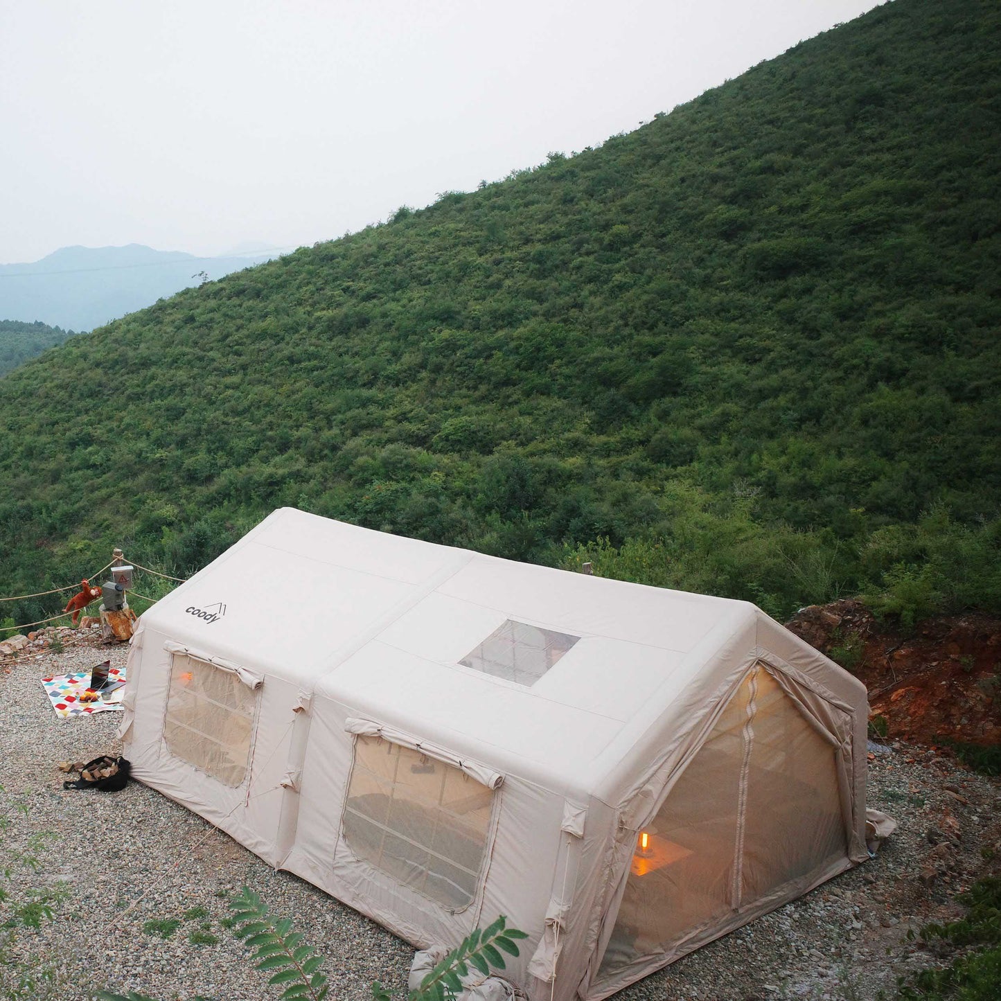 Coody 17.2 (Koala-7) Beige Inflatable Tent House for Camping (2-10 person)