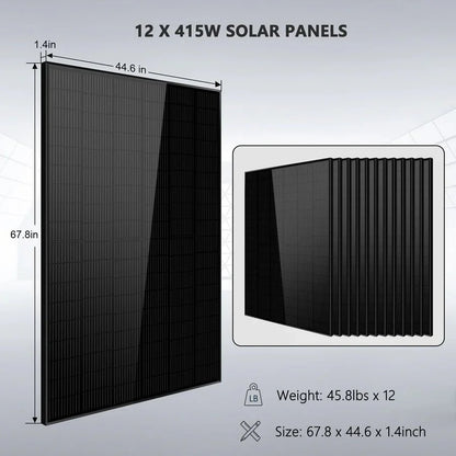 Off-Grid Solar Kits 12kW/15kW/18kW Options 120V/240V with 48v LiFePO4 Lithium Batteries & 415w Solar Panels