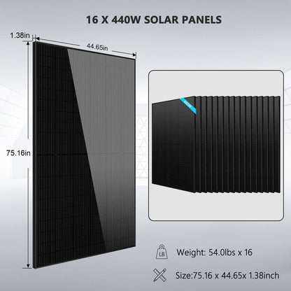 Hybrid Solar Kit 11.4KW 48V Split Phase 20.48KWH/50.2KWH Lithium Battery 440 Watt Solar Panel SGH-11N2E/ SGH-11N5E