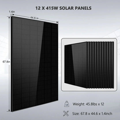 Off-Grid Solar Kit 6500W/ 8000W 48VDC 120V/240V LifePo4 10.24KWH-20.48KWH Lithium Battery 8 X 415 Watts Solar Panels