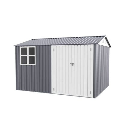 [08X10FT] Outdoor Garden Tool Shed With Thickened Galvanized Steel, Sloped Roof, Vents And Double Lockable Doors (SAK66582)