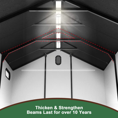 [08X12FT] Large Polypropylene Storage Shed With Reinforced Floor And Lockable Swing Doors (SAK07451)