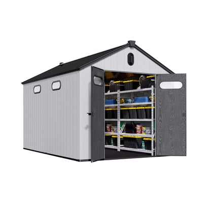 [08X12FT] Large Polypropylene Storage Shed With Reinforced Floor And Lockable Swing Doors (SAK07451)