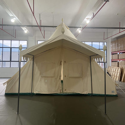 [13X19FT] Extra Large Heavy Duty Outdoor Four Seasons Glamping Canvas Bell Yurt Tent (SAK45688)