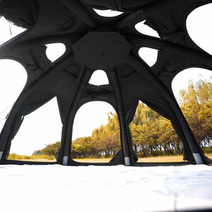 Black inflatable dome tent 