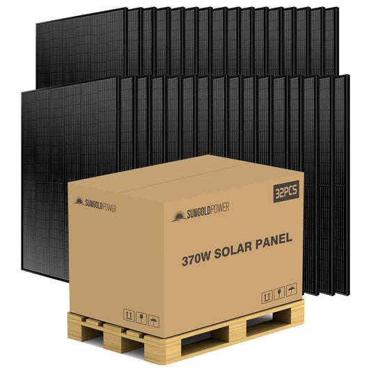 SunGoldPower 370W MONO BLACK PERC SOLAR PANEL FULL PALLET (32 PANELS)UL 61730