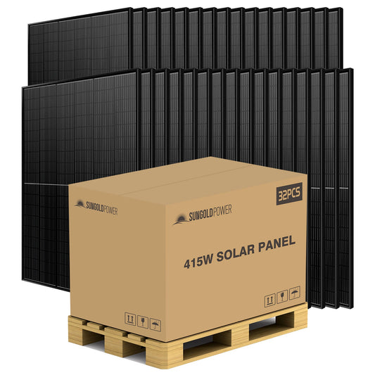 SunGoldPower 415W MONO BLACK PERC SOLAR PANEL FULL PALLET (32 PANELS) UL 61730