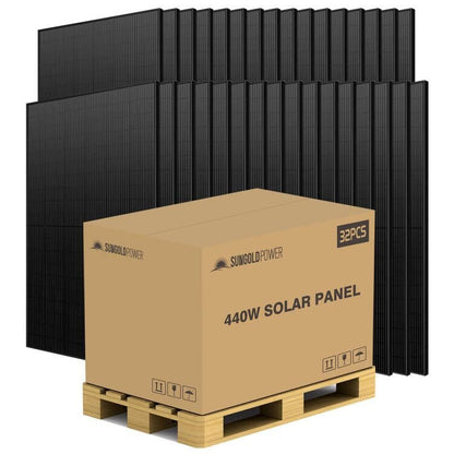 SunGoldPower 440W MONO BLACK PERC SOLAR PANEL FULL PALLET (32 PANELS) UL 61730