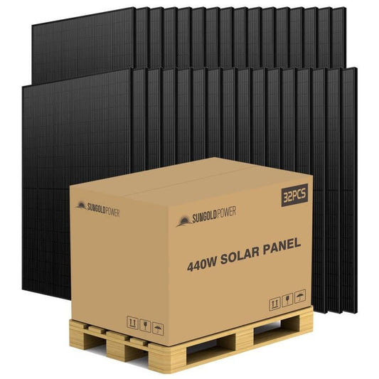 SunGoldPower 440W MONO BLACK PERC SOLAR PANEL FULL PALLET (32 PANELS) UL 61730