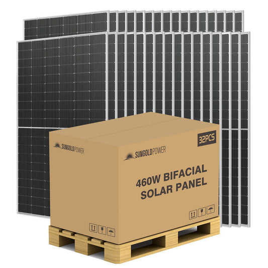 SunGoldPower 460 WATT BIFACIAL PERC SOLAR PANEL FULL PALLET (32 PANELS)