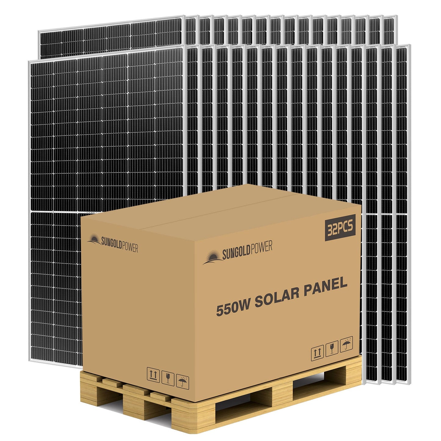 SunGoldPower 550W MONO PERC SOLAR PANEL FULL PALLET (32 PANELS) UL 61730