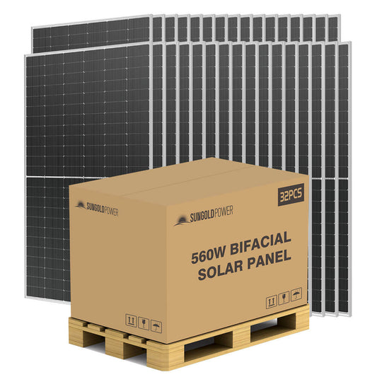 SunGoldPower 460/ 560 WATT BIFACIAL PERC SOLAR PANEL FULL PALLET (32 PANELS)
