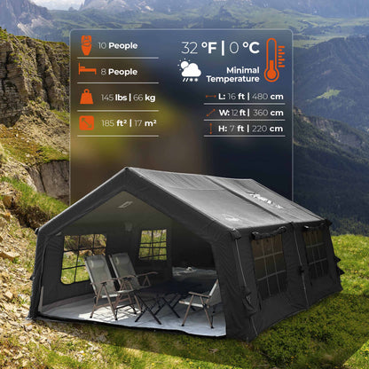 Coody 17.2 (Koala-7) Black Inflatable Tent House for Camping (2-10 person)
