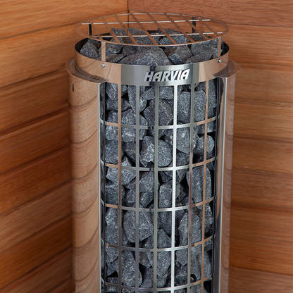 Harvia Cilindro UL Certified Electric Sauna Heater With Xenio CX45 Digital Control Panel & Sauna Stones [PC60/80/90/110E] (SAK86571)