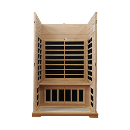 Luxury 2-Person Hemlock Wood FAR Infrared Sauna Room W/ Glass Door, 1750W (SAK81525)