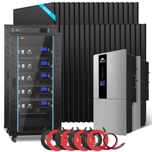 Hybrid Solar Kit 11.4KW 48V Split Phase 51.2 KWH Lithium Battery 36 X 440 Watt Solar Panel  SGH-11N5E