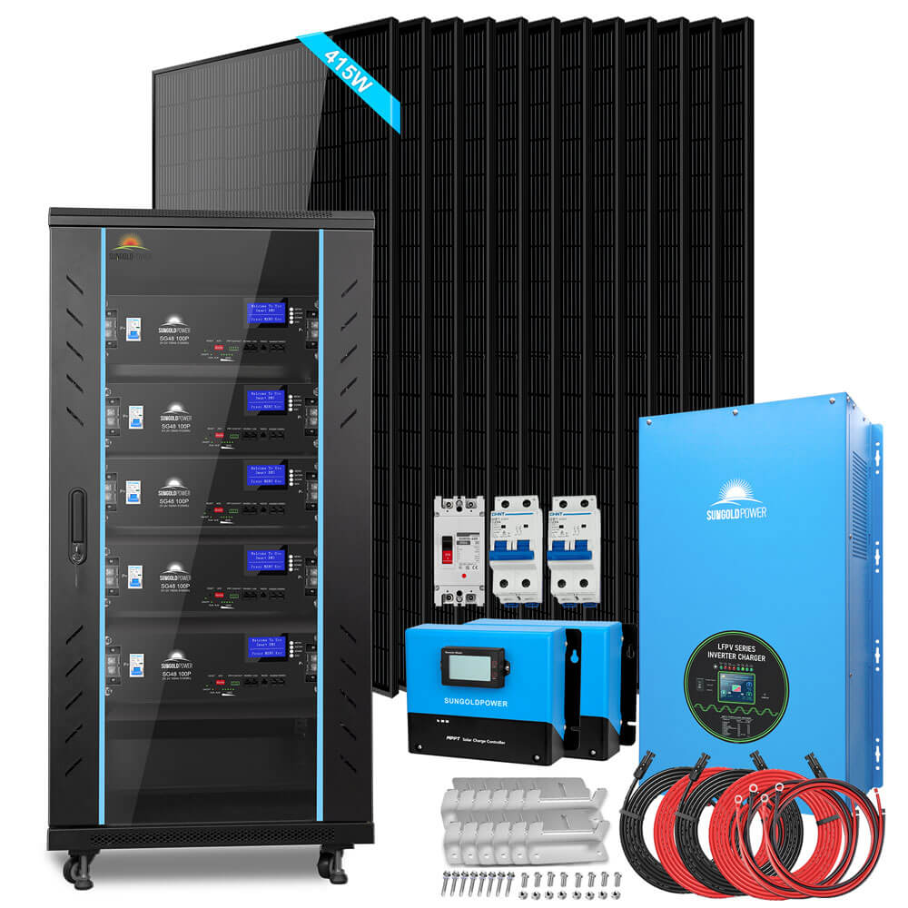 Off-Grid Solar Kits 12kW/15kW/18kW Options 120V/240V with 48v LiFePO4 Lithium Batteries & 415w Solar Panels