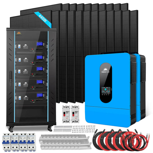 Off Grid Solar Kit 13000W 48VDC 120V/240KWH LiV LifePo4 25.6thium Battery 22 X 440 Watts Solar Panels SGR-13K25E
