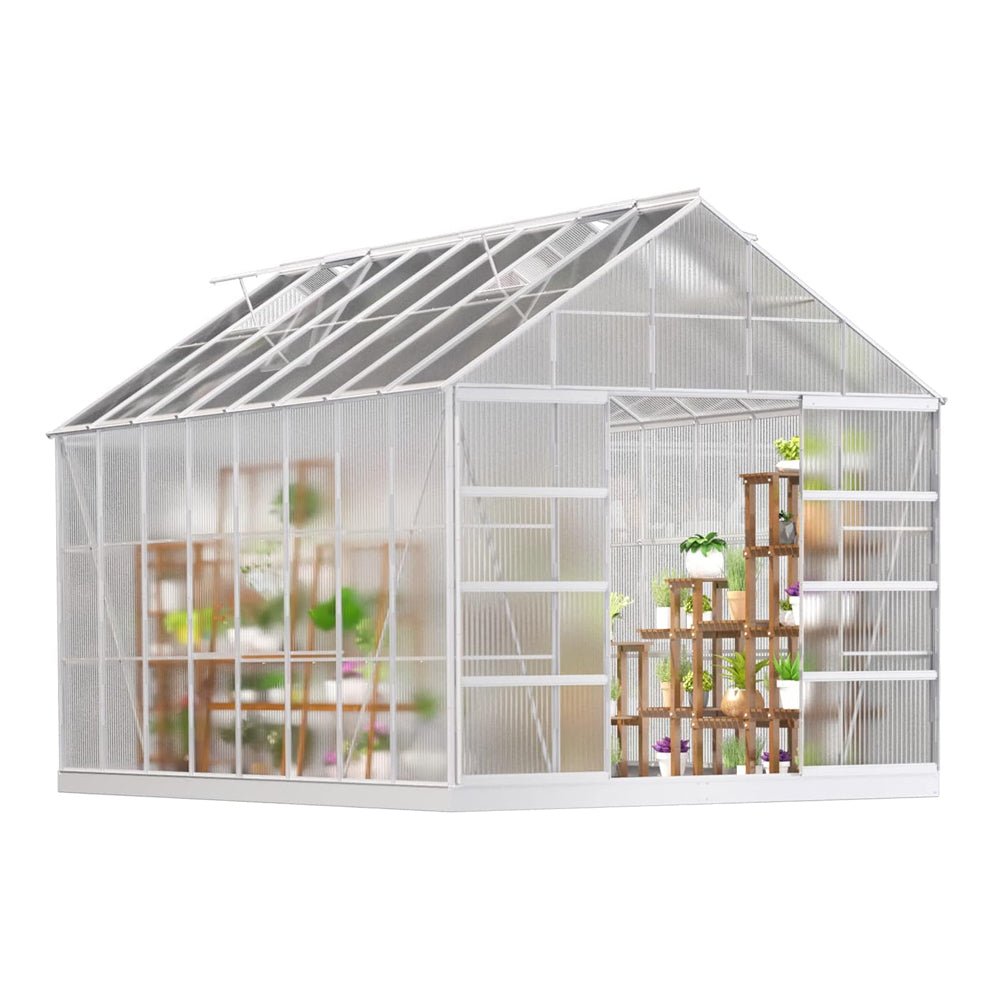 [10x16FT] Extra Large Heavy Duty Backyard Polycarbonate Aluminum Greenhouse With Sliding Doors And Vents (SAK97524)
