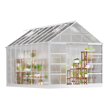 [10x16FT] Extra Large Heavy Duty Backyard Polycarbonate Aluminum Greenhouse With Sliding Doors And Vents (SAK97524)