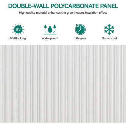 [10x12FT] Extra Large Heavy Duty Polycarbonate Aluminum Greenhouse With Sliding Doors And Vents (92574183)