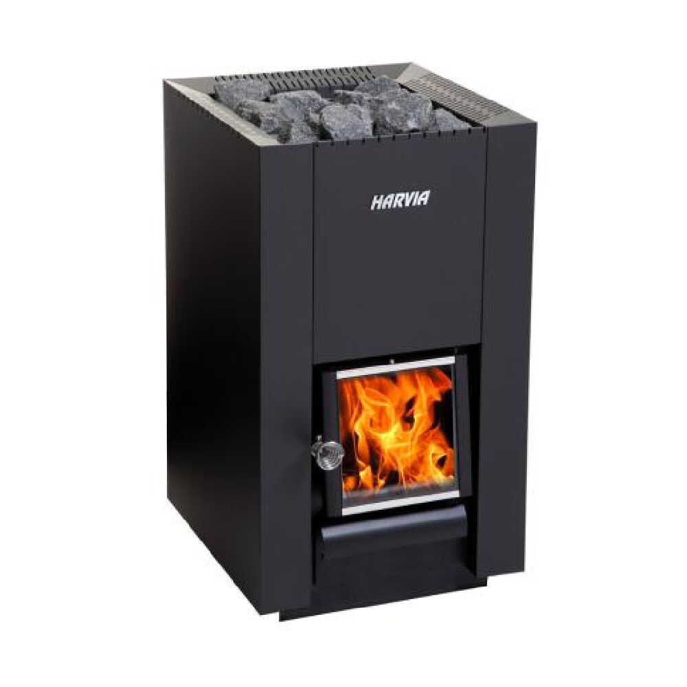 Harvia Linear Black Wood Sauna Stove With Sauna Stones [WK16/20/28OC] (SAK15368)