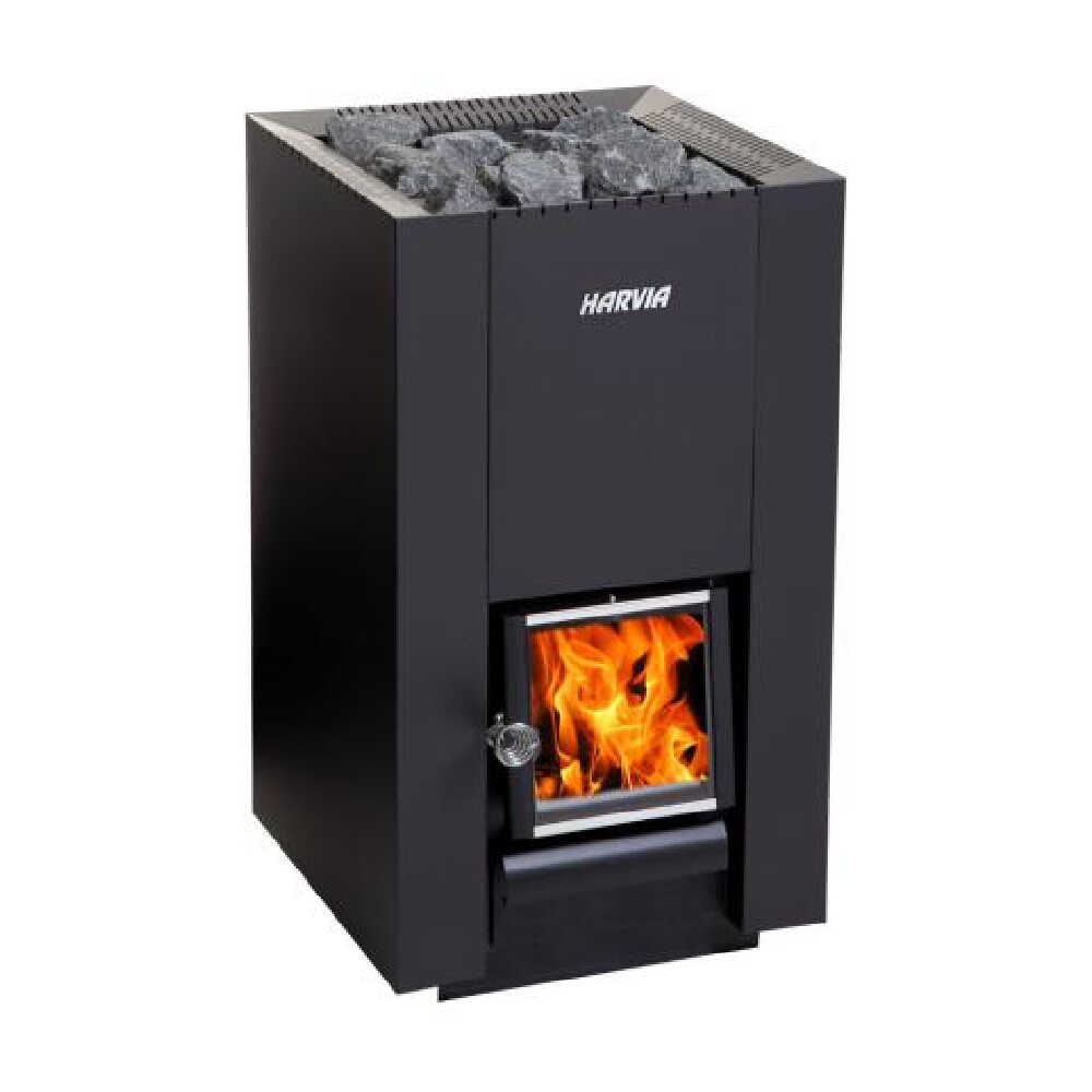 Harvia Linear Black Wood Sauna Stove With Sauna Stones [WK16/20/28OC] (SAK15368)