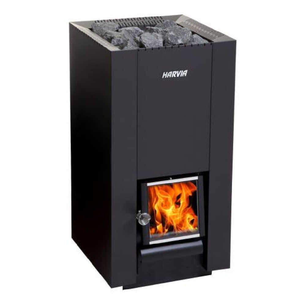 Harvia Linear Black Wood Sauna Stove With Sauna Stones [WK16/20/28OC] (SAK15368)