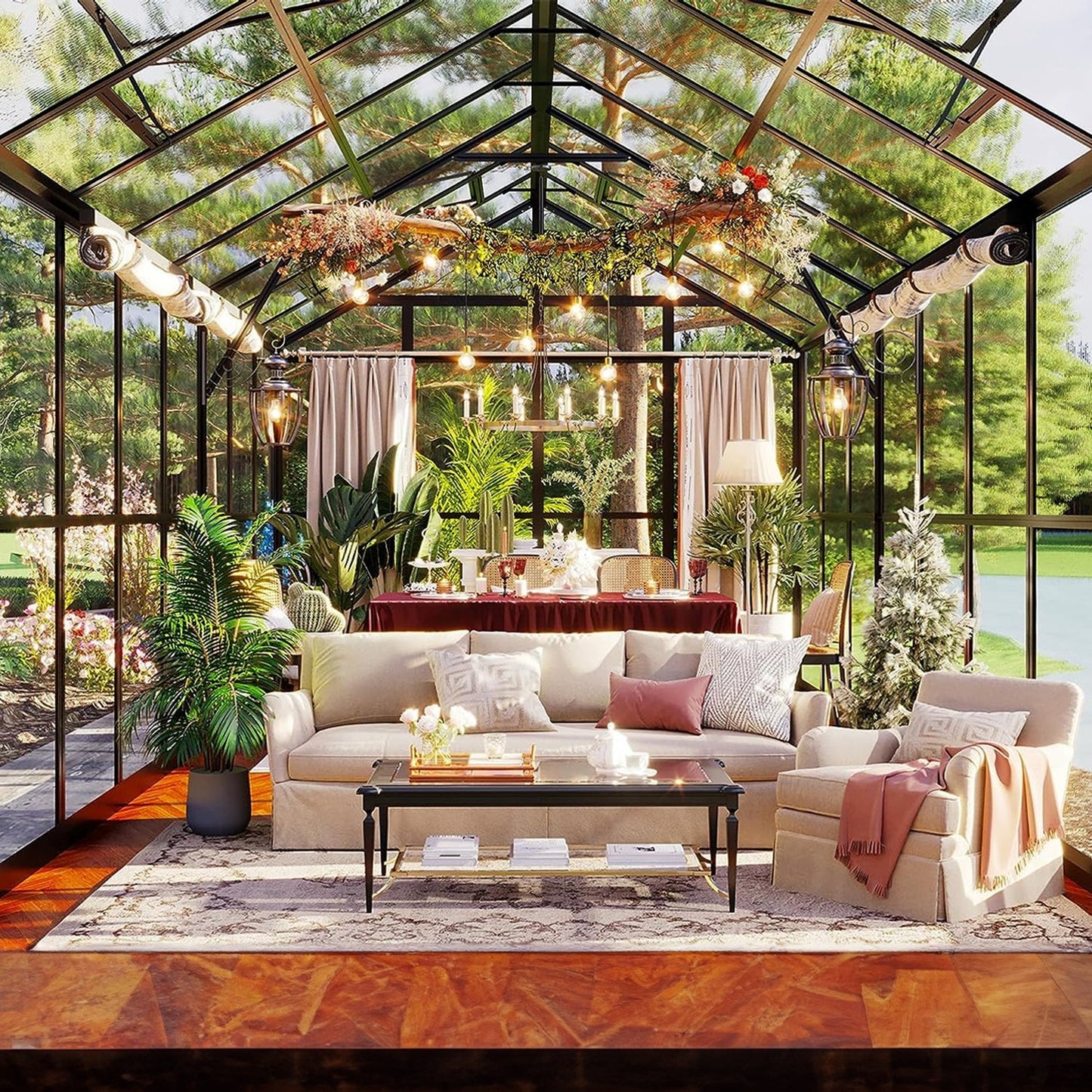 [08x16FT] Heavy Duty Outdoor Walk-In Polycarbonate Patio Greenhouse With Double Swing Doors (94826153)