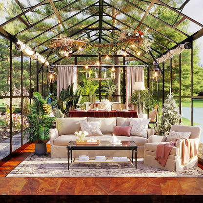 [08x16FT] Heavy Duty Outdoor Walk-In Polycarbonate Patio Greenhouse With Double Swing Doors (94826153)