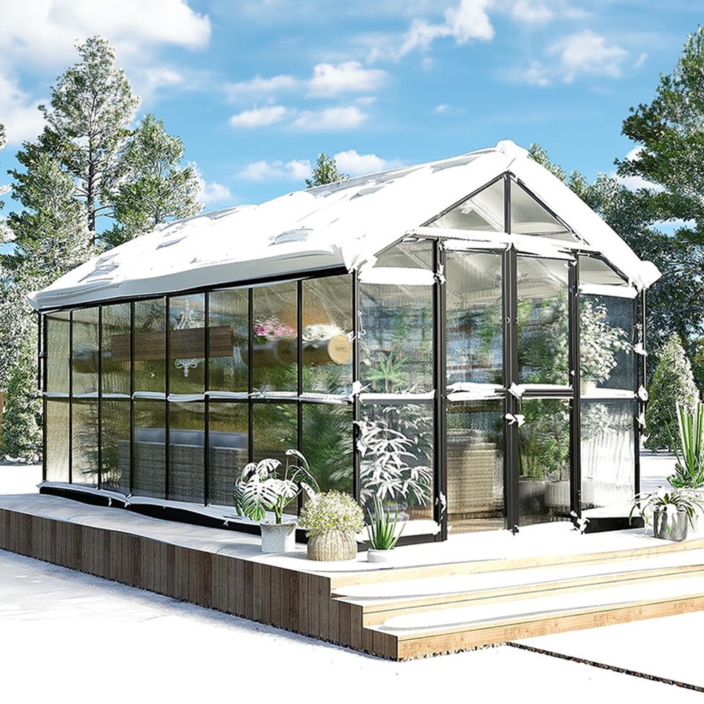 [08x16FT] Heavy Duty Outdoor Walk-In Polycarbonate Patio Greenhouse With Double Swing Doors (94826153)