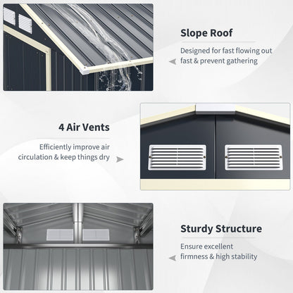 Large Outdoor Metal Storage Backyard Shed W/ Lockable Sliding Doors, 11' x 8' (93064172)