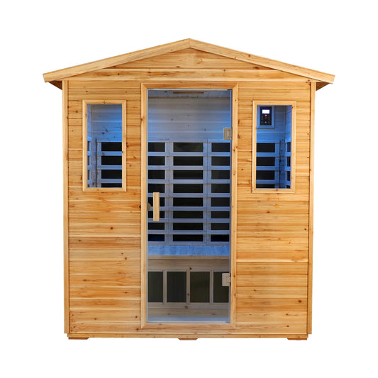 Deluxe 3-Person Outdoor Full Spectrum Low EMF Infrared Home Sauna With Bluetooth Speakers And LED Reading Light (SAK14098)