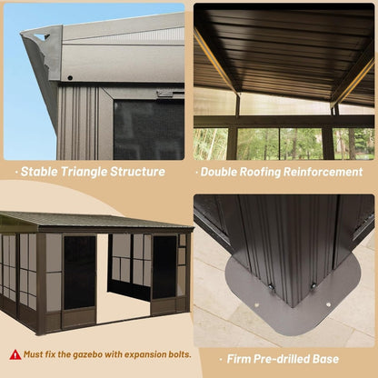 [10x12FT] Premium Against Wall Mounted Solarium Sunroom With Galvanized Steel Sloping Roof (SAK96375)