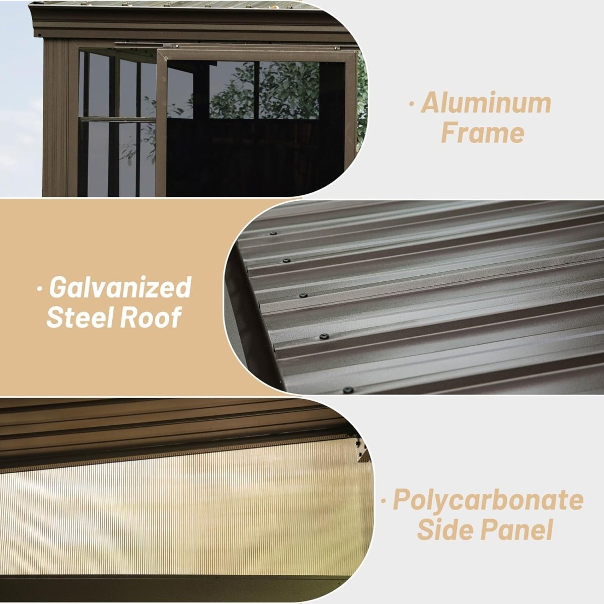[10x12FT] Premium Against Wall Mounted Solarium Sunroom With Galvanized Steel Sloping Roof (SAK96375)